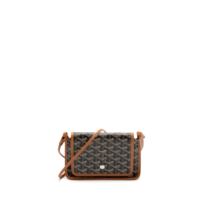 GOYARD PLUMET POCKET WALLET GOYARDINE CANVAS/CALFSKIN BLACK/BROWN SHW