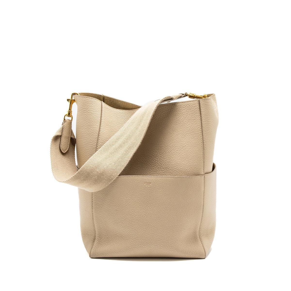 CELINE SANGLE BUCKET BAG CALFSKIN BEIGE GHW