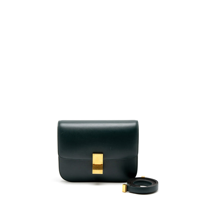 CELINE MEDIUM CLASSIC BOX BAG CALFSKIN GREEN BRUSHED GHW