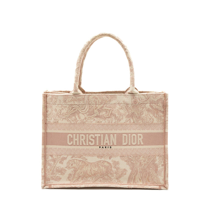 DIOR MEDIUM BOOK TOTE BAG PINK TOILE DE JOUY EMBROIDERY