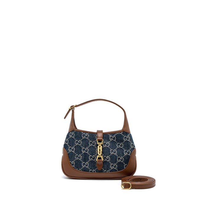 GUCCI MINI 1961 JACKIE BAG DENIM BLUE/BROWN GHW