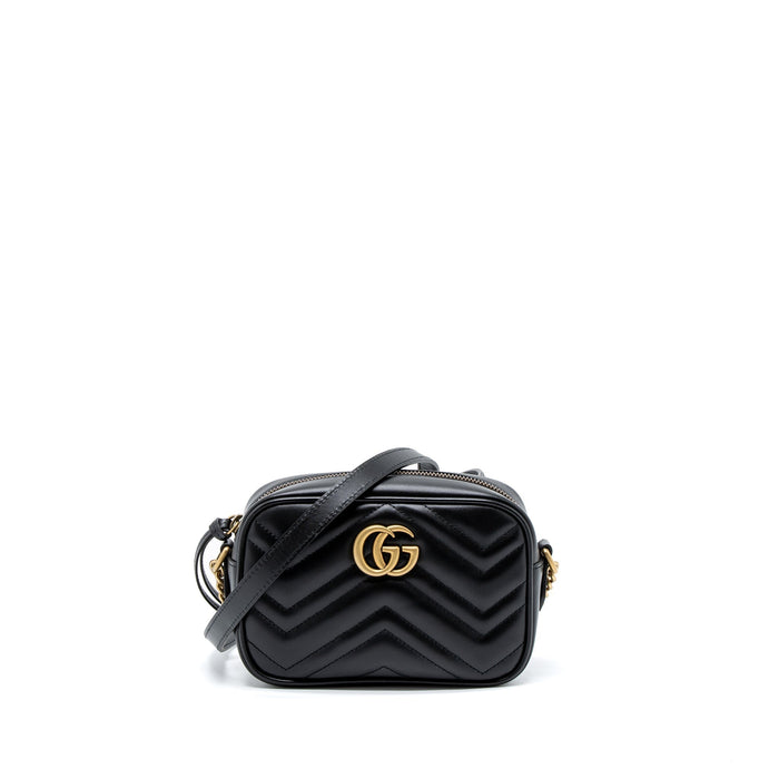 GUCCI GG MARMONT MATELASSE MINI BAG CALFSKIN BLACK GHW