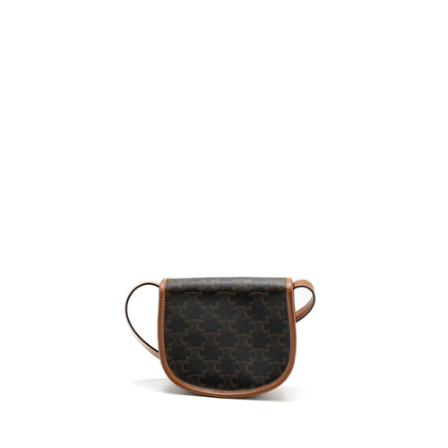 CELINE MINI BESACE IN TRIOMPHE CANVAS/CALFSKIN TAN GHW