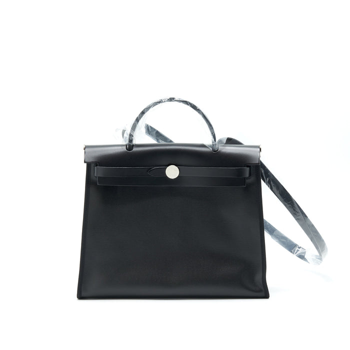 HERMES HERBAG 31 WITH BERLINE CANVAS AND HUNTER IN BLACK