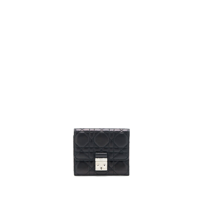 DIOR COMPACT WALLET LAMBSKIN BLACK/PINK SHW