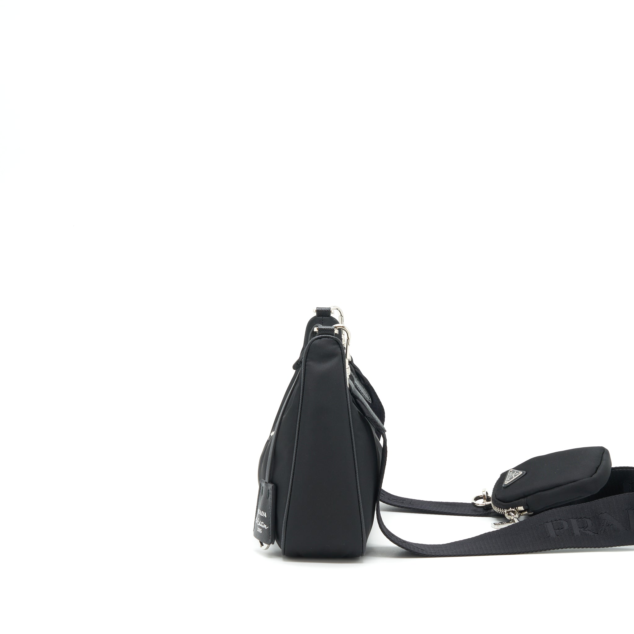 PRADA REEDITION 2005 RE NYLON BAG BLACK SHW(CHAIN HANDLE MISSING）