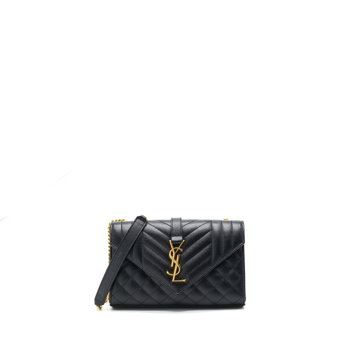 LAURENT SMALL ENVELOPE CROSSBODY BAG BLACK WITH GHW