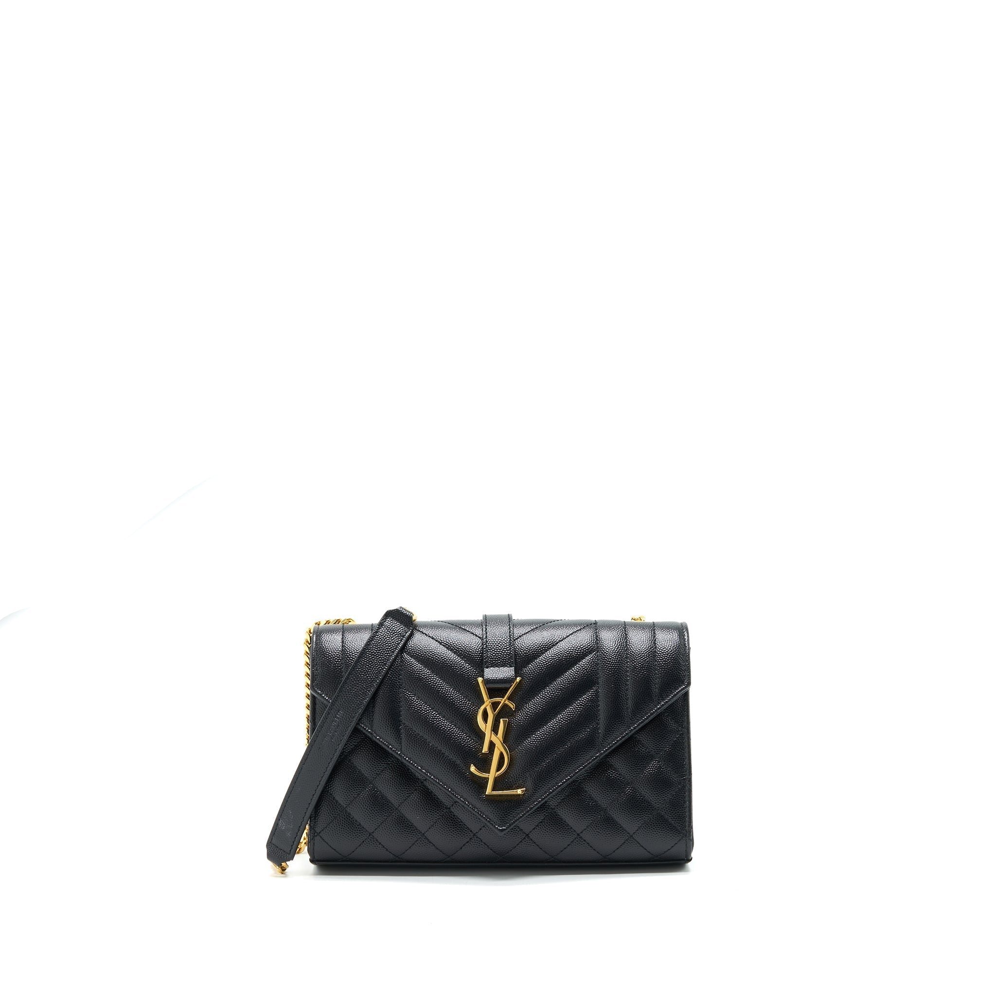 LAURENT SMALL ENVELOPE CROSSBODY BAG BLACK WITH GHW