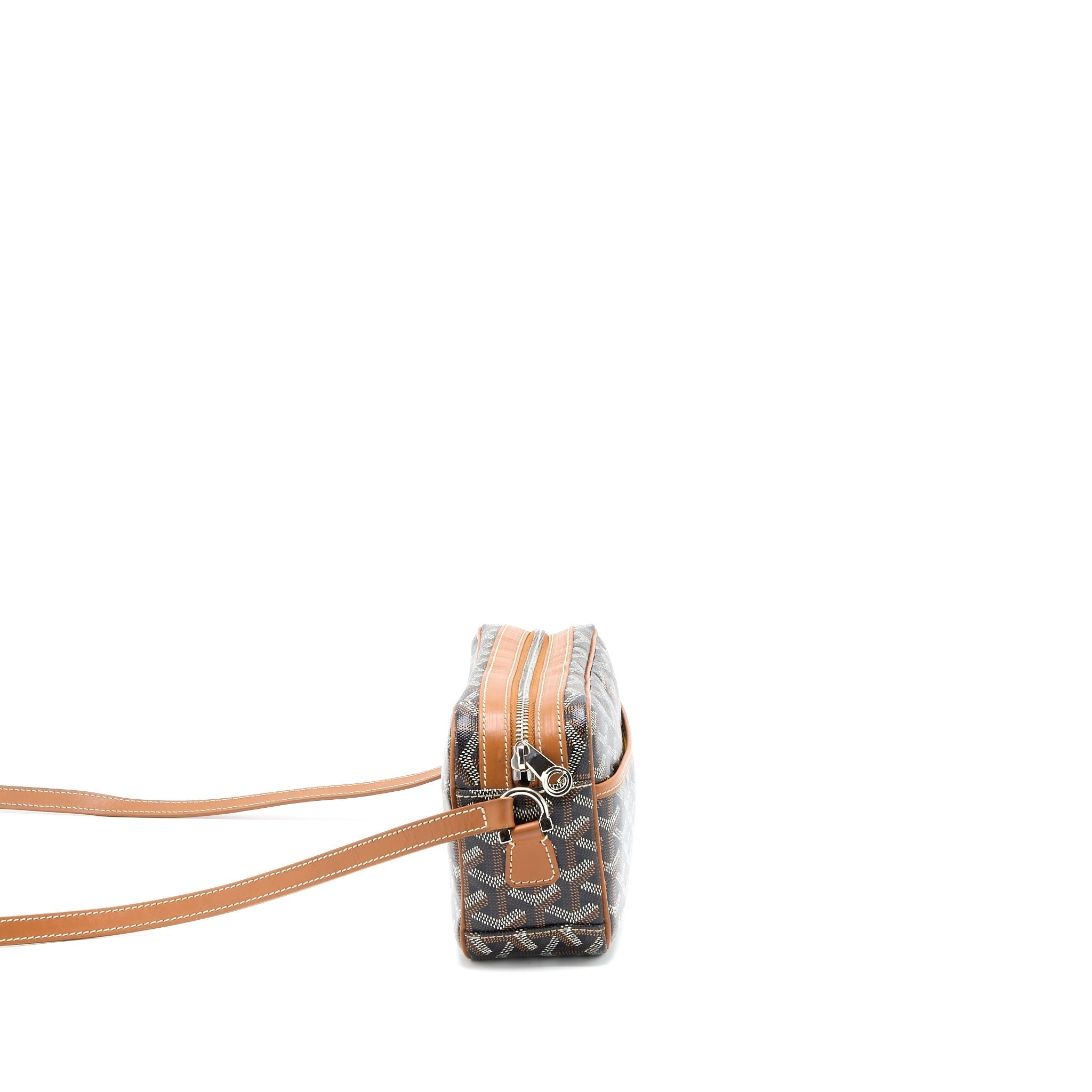 GOYARD CAP-VERT PM BAG CANVAS/ CALFSKIN BROWN/ BLACK SHW