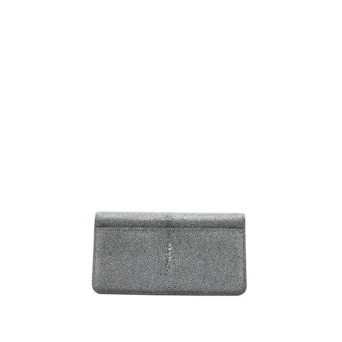 BVLGARI SERPENTI FOREVER CLUTCH WITH CHAIN STINGRAY LEATHER GREY LGHW