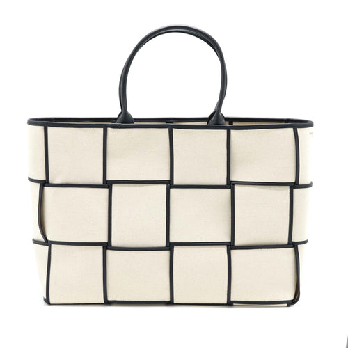 BOTTEGA VENETA LARGE ARCO TOTE CANVAS NATURAL / BLACK