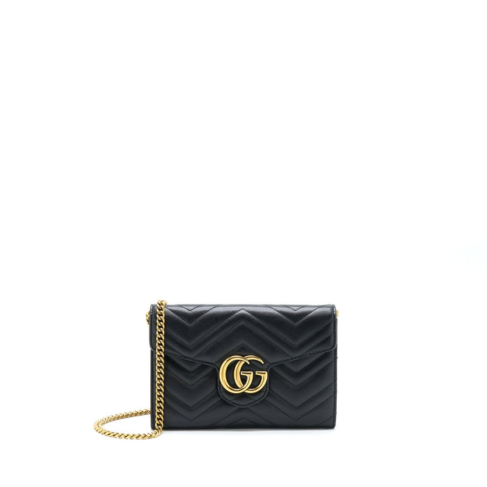 GUCCI MARMONT WALLET ON CHAIN BLACK GHW