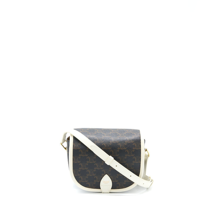 CELINE MEDIUM FOLCO BAG TRIOMPHE CANVAS/WHITE LGHW
