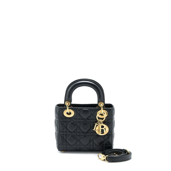 DIOR MINI LADY DIOR LAMBSKIN BLACK GHW