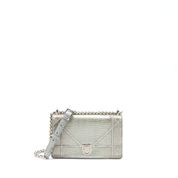 DIOR SMALL DIORAMA LIZARD METALLIC SILVER SHW