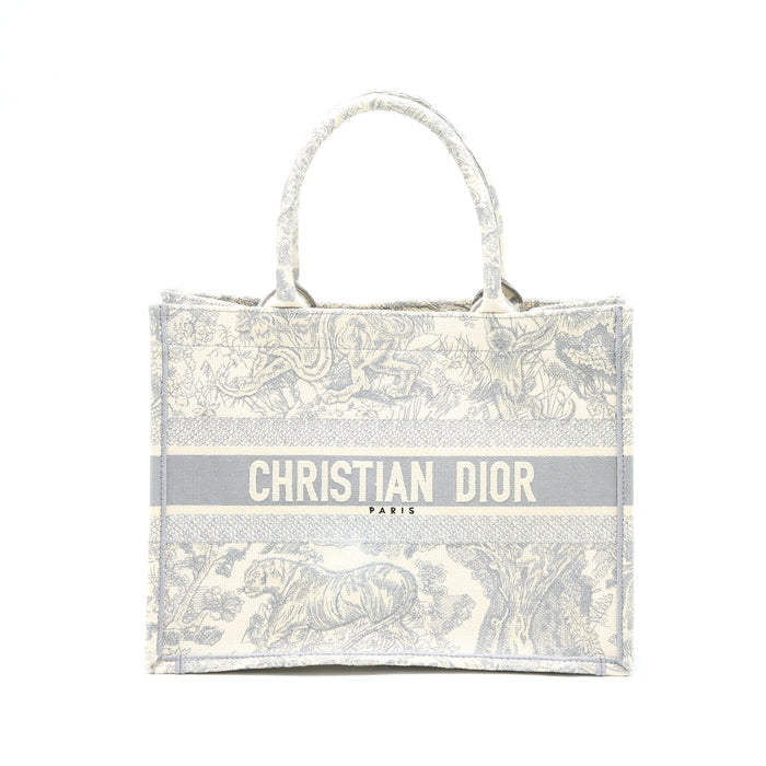 DIOR MEDIUM BOOK TOTE GREY TOILE DE JOUY EMBROIDERY