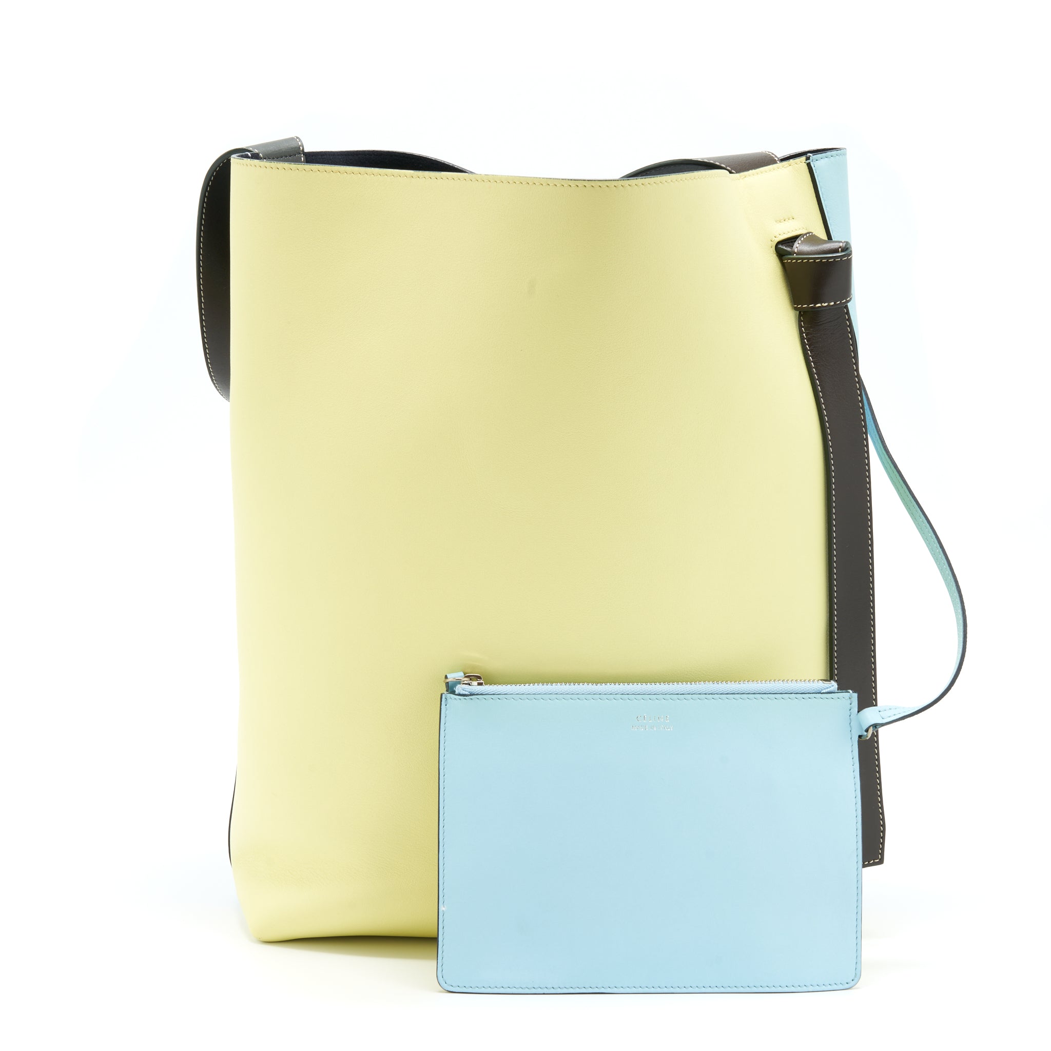 CELINE SMALL TWISTED CABAS TOTE POOL/ BERGAMOTE SHW