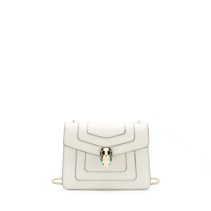 BVALGARI SERPENTI FOREVER CROSSBODY BAG CALFSKIN WHITE LGHW