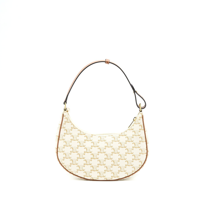 CELINE AVA BAG IN TRIOMPHE CANVAS/CALFSKIN WHITE GHW