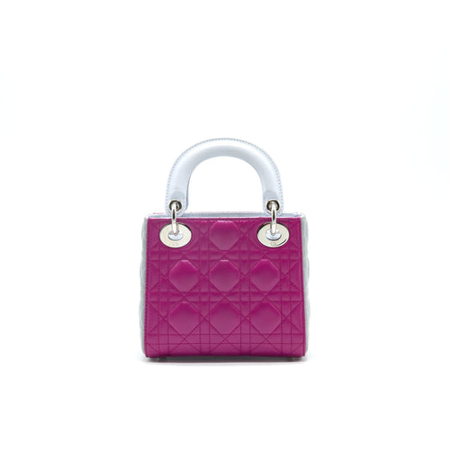 CHRISTIAN DIOR MINI LADY DIOR LAMBSKIN PINK/PURPLE/GREY