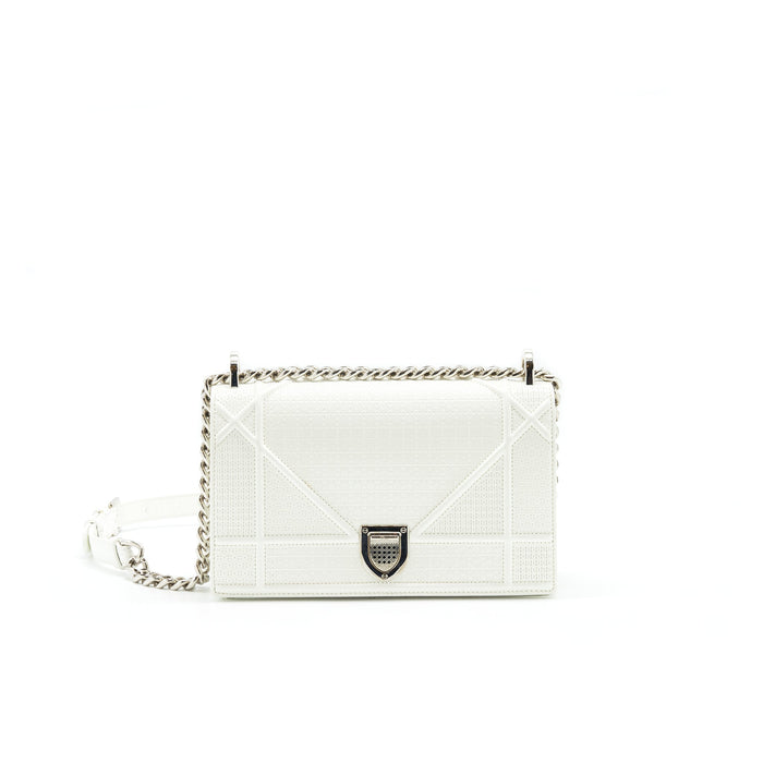CHRISTIAN DIOR SMALL CANNAGE DIORAMA PATENT LEATHER IN WHITE SHW