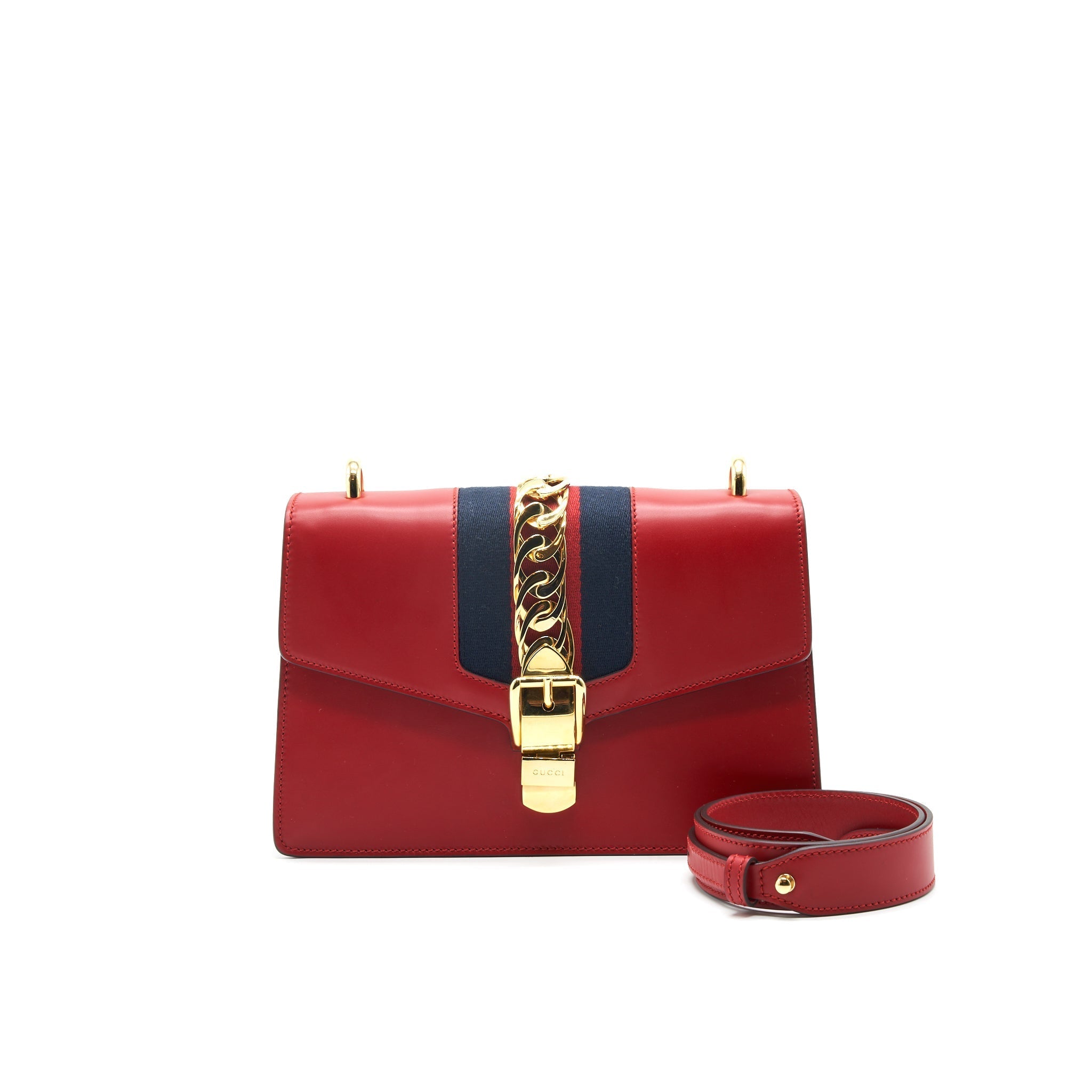 GUCCI SMALL SYLVIE BAG RED WITH GHW