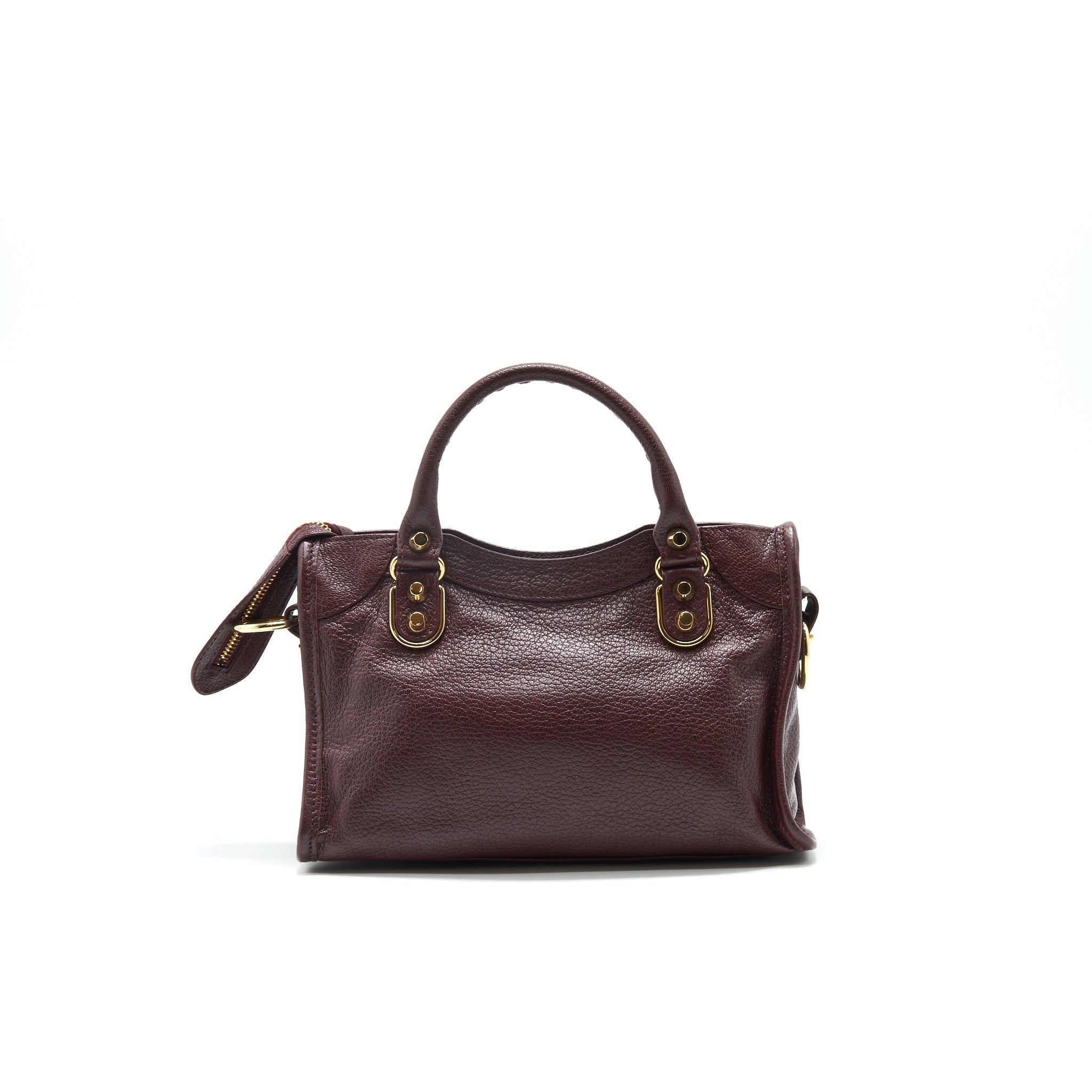 BALENCIAGA MINI EDGED CITY BAG BURGUNDY WITH GHW