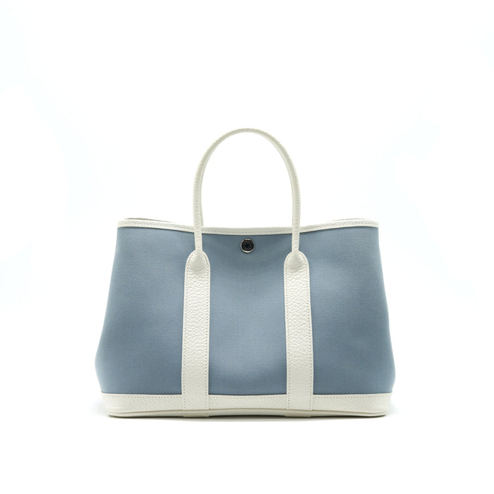 HERMES GARDEN PARTY 30 WHITE/BLUE JEAN SHW