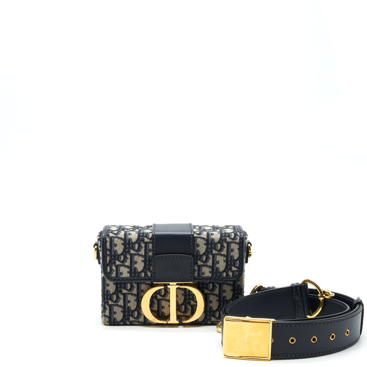 DIOR 30 MONTAIGNE BOX BAG BLUE OBLIQUE JACQUARD GHW
