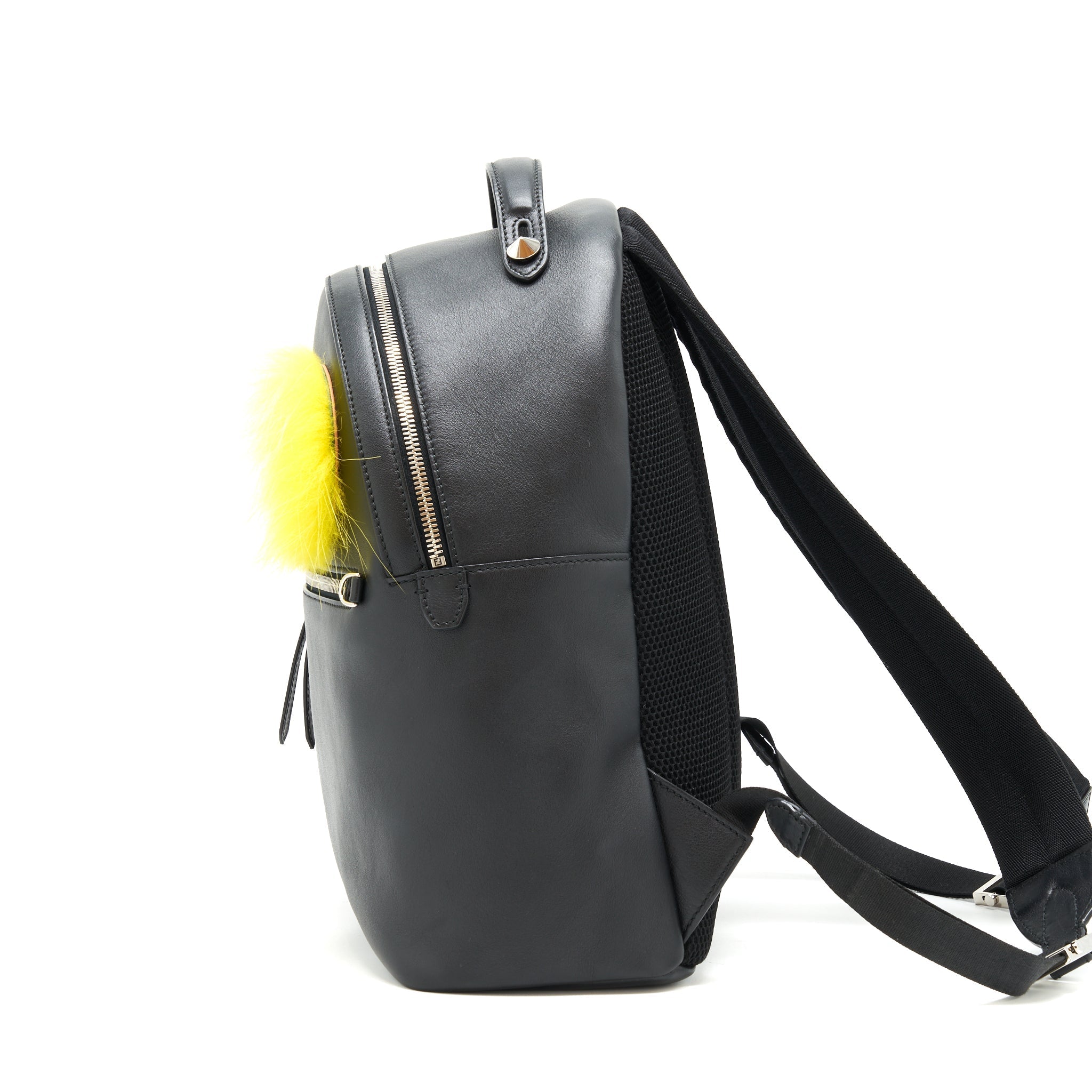 FENDI MONSTER BACKPACK BLACK/YELLOW FUR