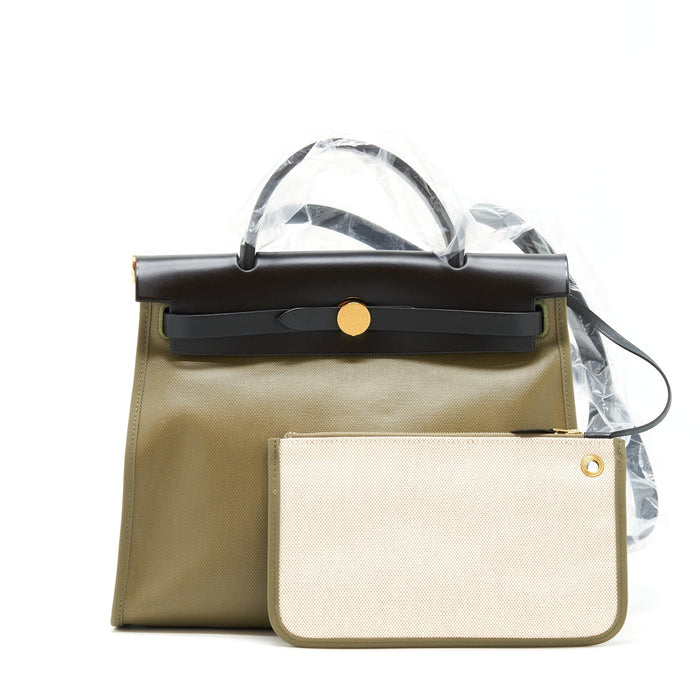 HERMES HERBAG ZIP 31 BAG LICHEN/NOIR GHW