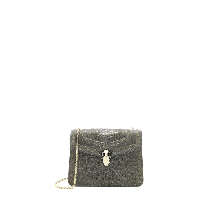 BVLGARI SERPENTI FOREVER CROSSBODY BAG STINGRAY LEATHER SILVER LGHW