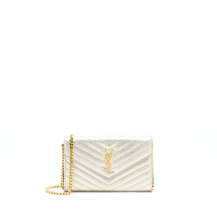 SAINT LAURENT/YSL ENVELOP CHAIN WALLET CALFSKIN GOLD GHW