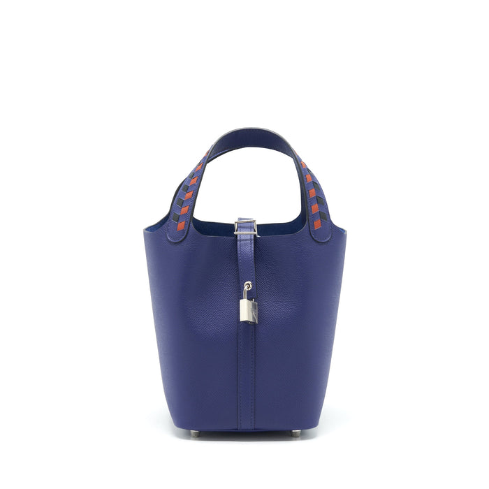HERMES PICOTIN 18 LOCK BAG EPSOM BLEU ENCRE/ BRIQUE/ NOIR SHW