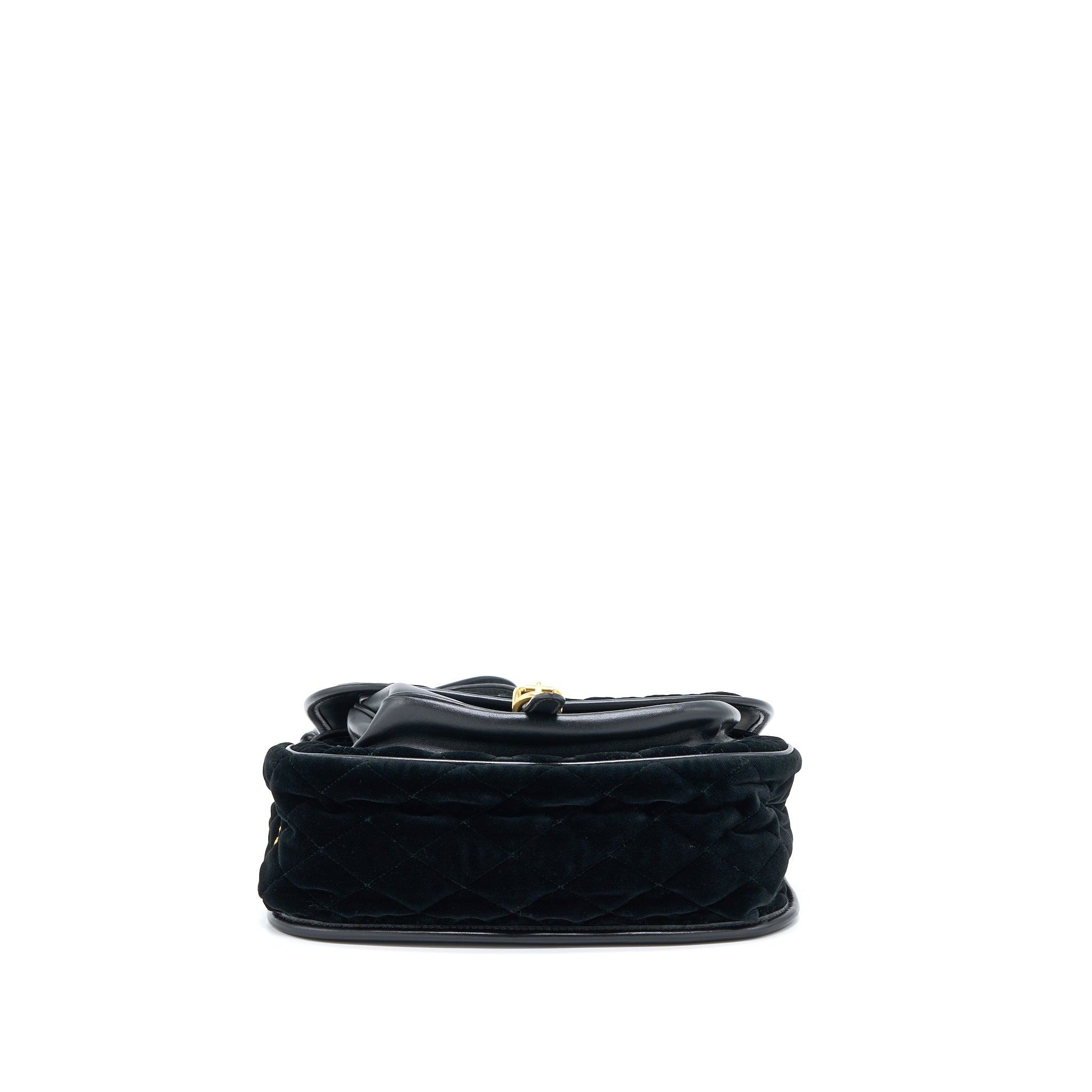 PRADA CORSAIRE HOBO BAG VELVET/LEATHER BLACK GHW