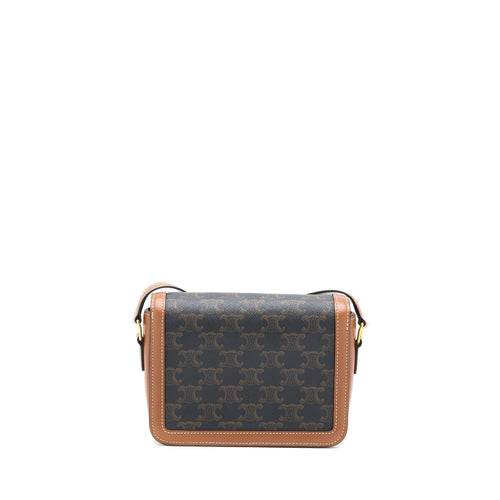 CELINE TEEN TRIOMPHE BAG IN TRIOMPHE CANVAS AND CALFSKIN GHW
