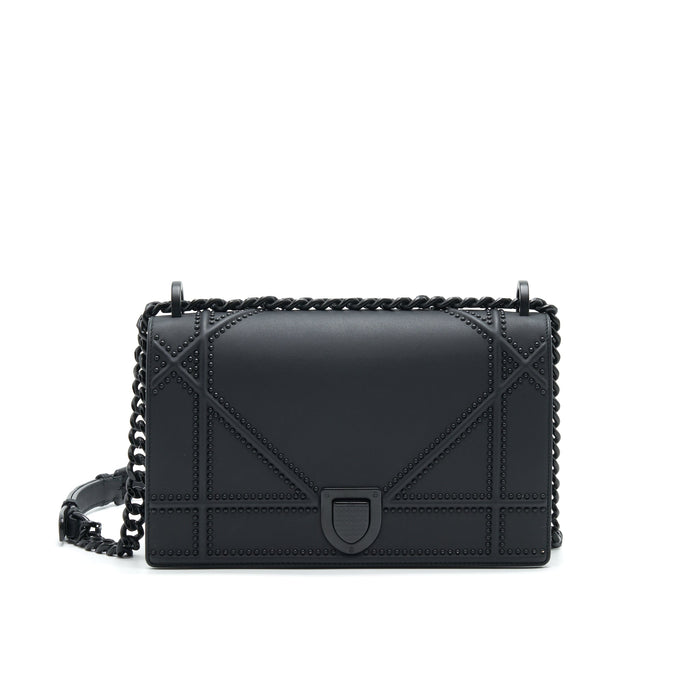 DIOR MEDIUM STUDDED SO BLACK DIORAMA BAG
