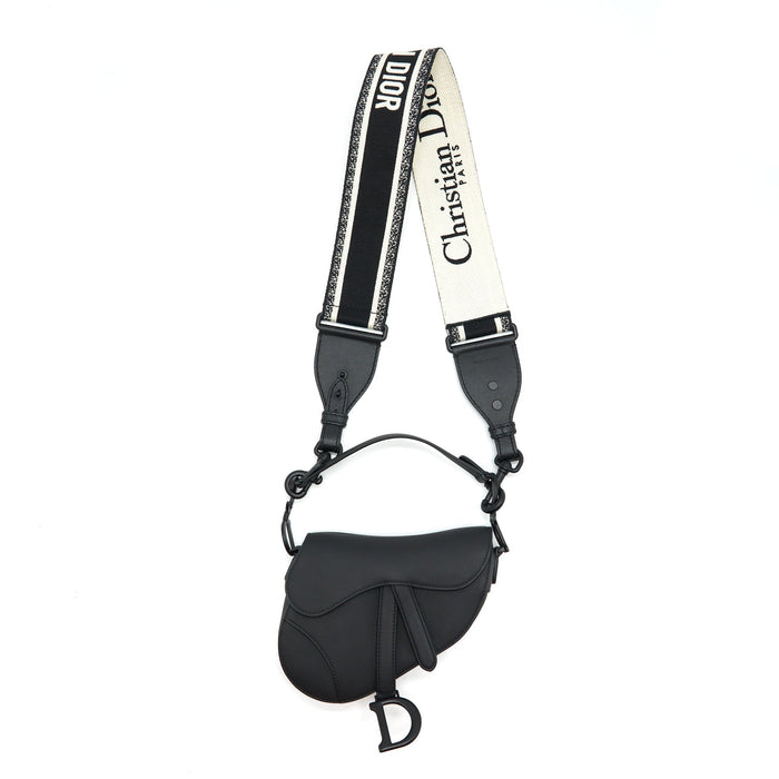 DIOR MINI SADDLE CALFSKIN SO BLACK WITH AN EXTRA SHOULDER STRAP