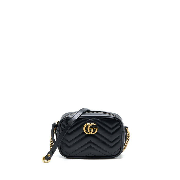 GUCCI GG MINI MARMONT MATELASSÉ BAG BLACK GHW