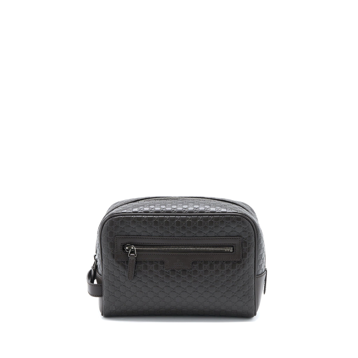 GUCCI GG PRINT POUCH CALFSKIN DARK BROWN SHW