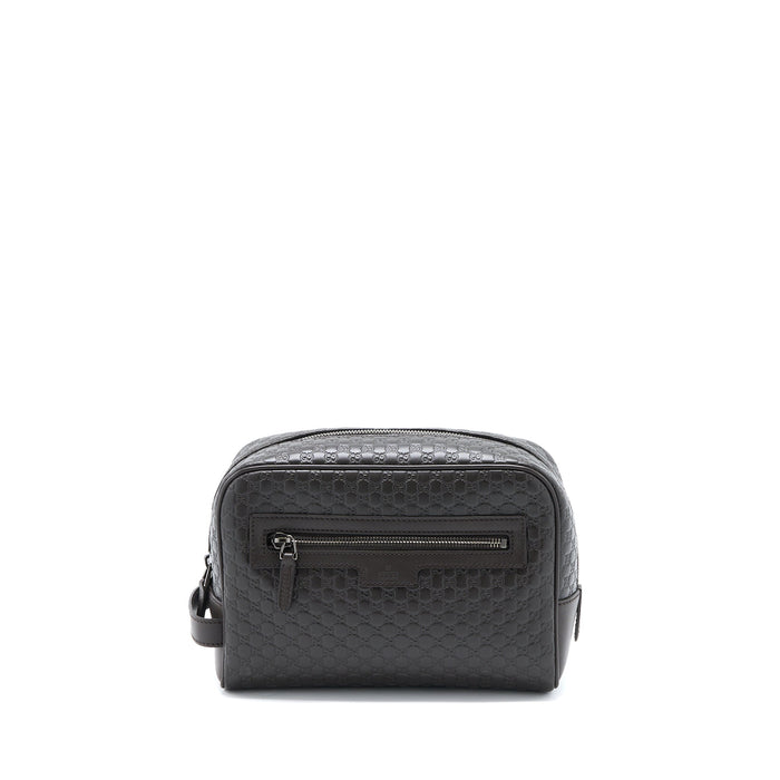 GUCCI GG PRINT POUCH CALFSKIN DARK BROWN SHW