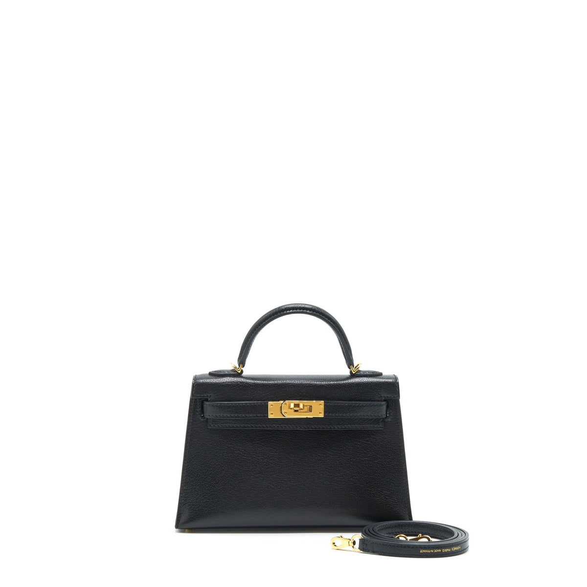 HERMES MINI KELLY 20CM CHÈVRE CHAMKILA BLACK GHW