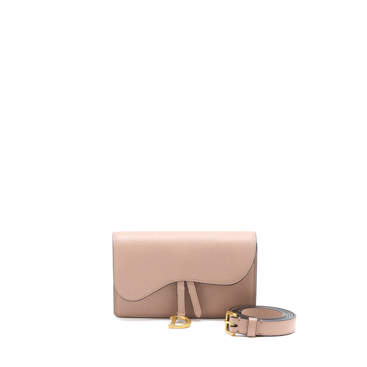 DIOR SADDLE BELT POUCH GRAINED CALFSKIN DARK BEIGE GHW