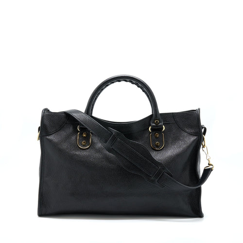 BALENCIAGA EDGED CITY BAG GOATSKIN BLACK GHW