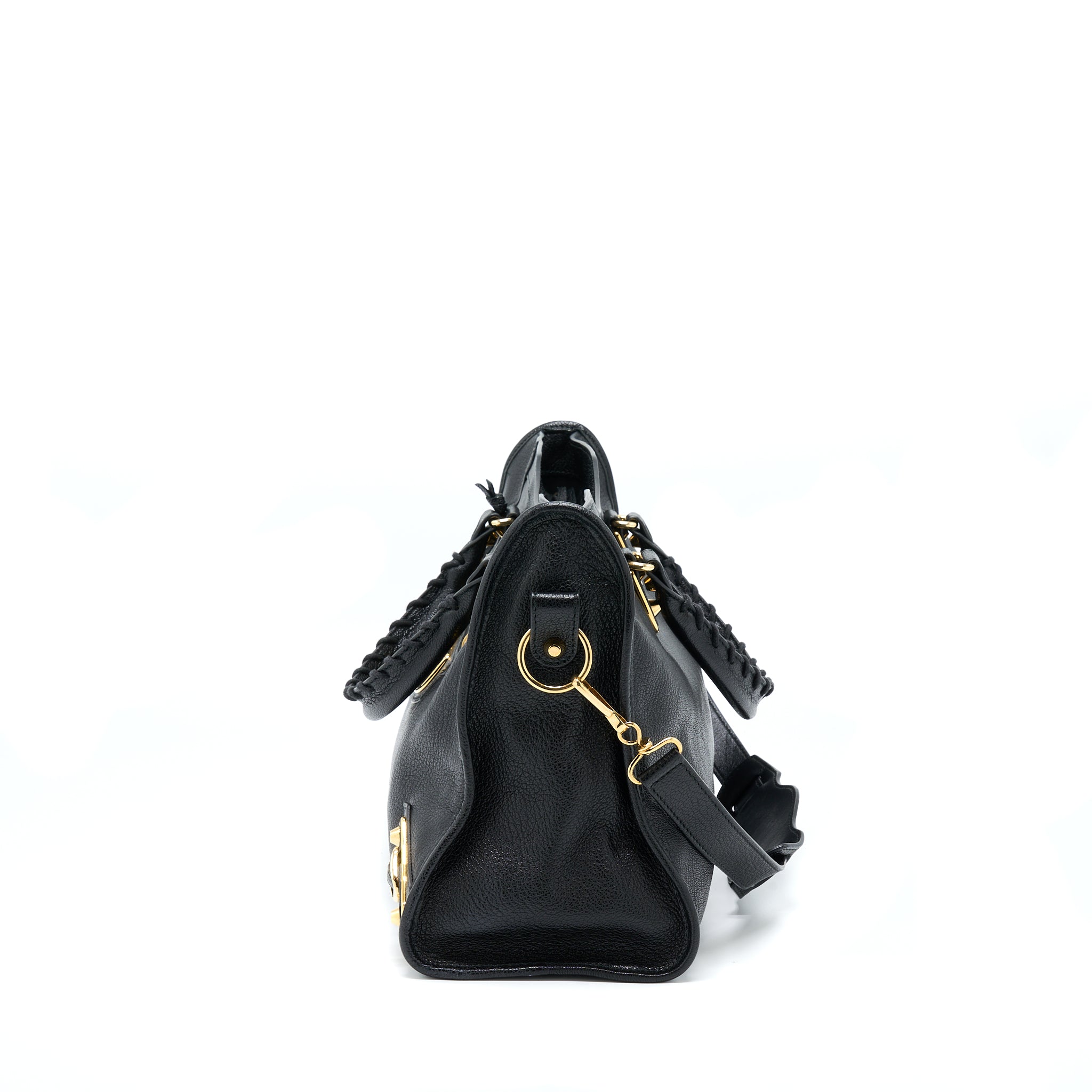 BALENCIAGA EDGED CITY BAG GOATSKIN BLACK GHW