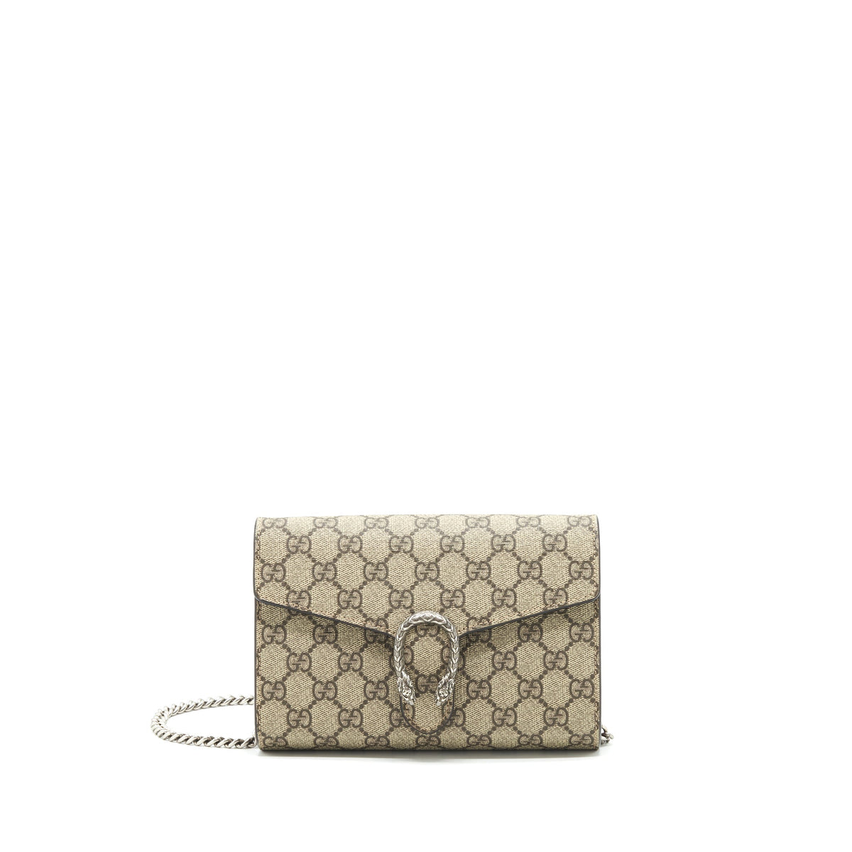 GUCCI DIONYSUS CHAIN WALLET BEIGE GG SUPREME CANVAS AND LEATHER SHW
