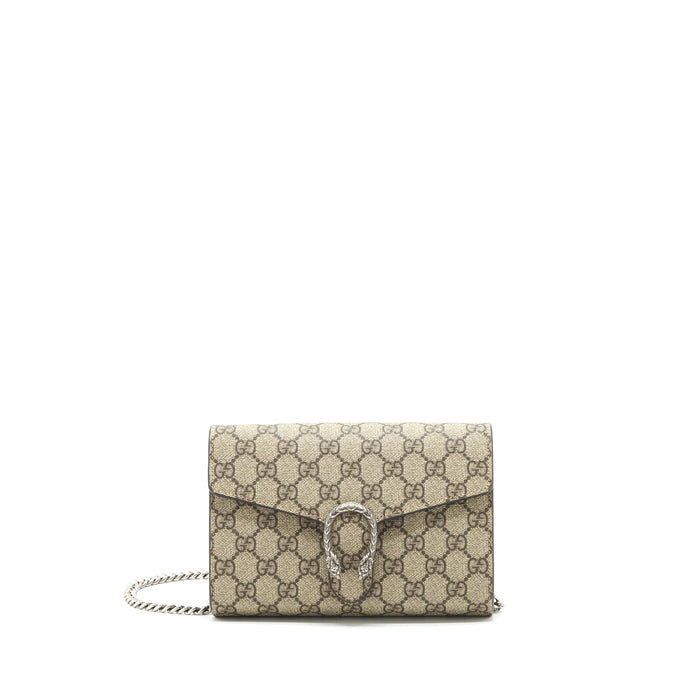 GUCCI DIONYSUS CHAIN WALLET BEIGE GG SUPREME CANVAS AND LEATHER SHW