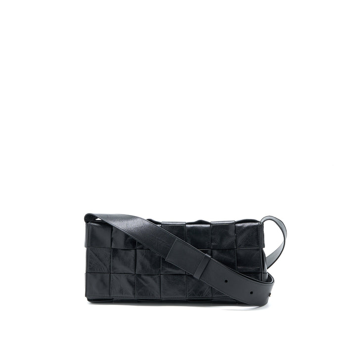 BOTTEGA VENETA CASSETTE BAG AGED CALFSKIN BLACK SHW
