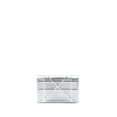 DIOR DIORAMA WALLET ON CHAIN PATENT METALLIC SILVER SHW