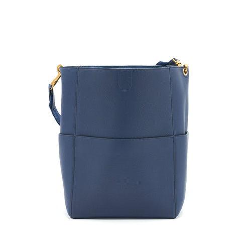 CELINE SANGLE BUCKET BAG NAVY GHW NEW LOGO